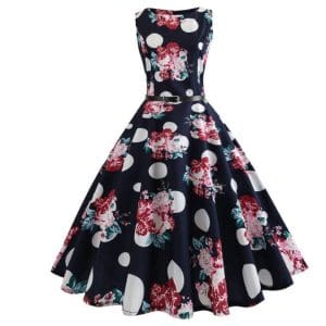 Robe Année 50 Pin Up pas Cher Marine - Louise Vintage