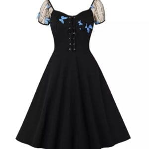 Robe Année 50 Pin Up pas Cher Papillons - Louise Vintage