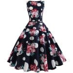 Robe Année 50 Pin Up pas Cher Pois Fleurs - Louise Vintage