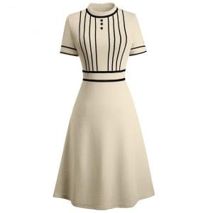 Robe Année 60 Chic Beige - Louise Vintage