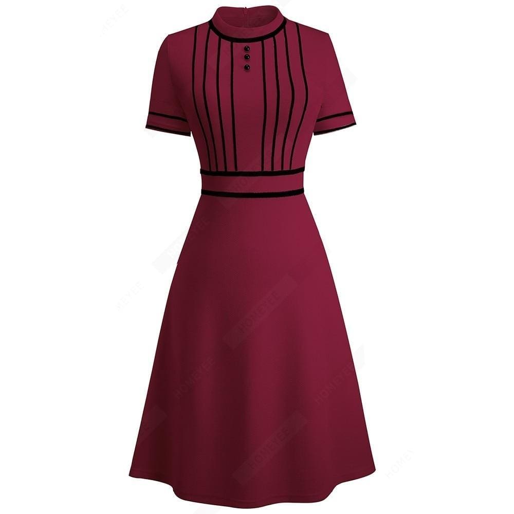 Robe Année 60 Chic Bordeaux - Louise Vintage