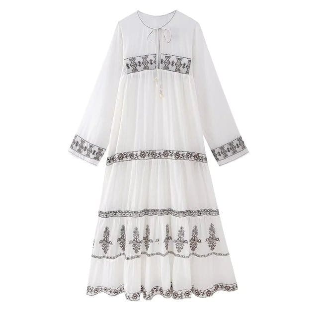 Robe Année 70 Hippie Blanche - Louise Vintage