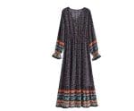 Robe Année 70 Vichy Noire - Louise Vintage