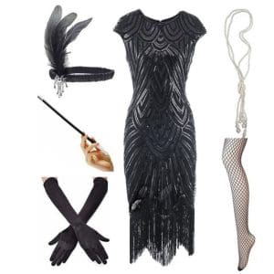 Robe Années 20 Paris Black (Avec Accéssoires) - Louise Vintage