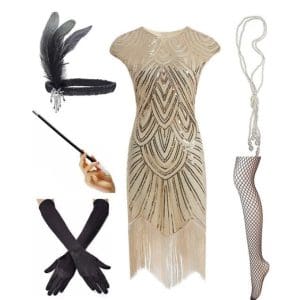 Robe Années 20 Paris Dorée (Avec Accéssoires) - Louise Vintage