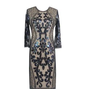 Robe Années 20 Vintage Grande Taille Beige Noire - Louise Vintage