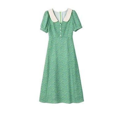 Robe Années 40 Verte Marguerites - Louise Vintage