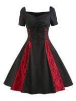 Robe Années 50 60 Rouge et Noire - Louise Vintage