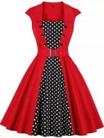 Robe Années 50 Américaine Pois Rouge - Louise Vintage