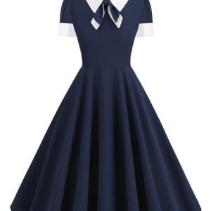 Robe Années 50 Chic Marine - Louise Vintage