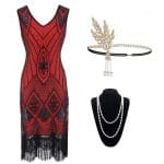 Robe Cabaret Année 20 Rouge (Avec Accéssoires) - Louise Vintage
