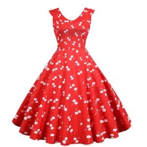Robe Cerise Année 50 Femme - Louise Vintage