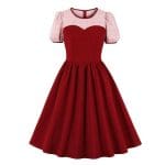 Robe Cocktail Style Année 50 Bordeaux - Louise Vintage