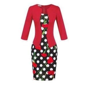 Robe Crayon Année 50 Rouge Pois - Louise Vintage