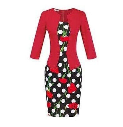 Robe Crayon Année 50 Rouge Pois - Louise Vintage