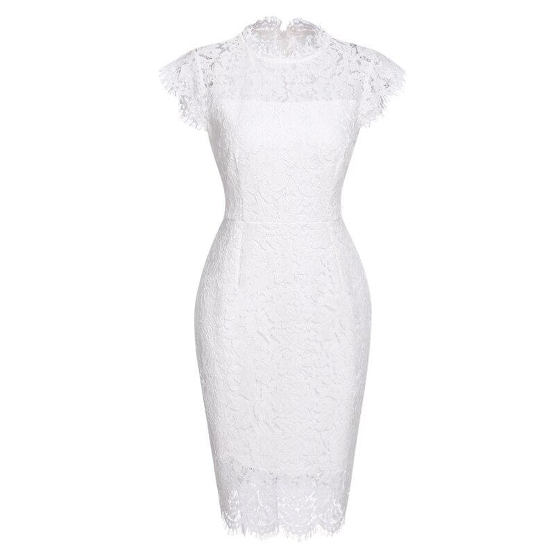 Robe Crayon Dentelle Vintage Blanche - Louise Vintage