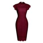 Robe Crayon Dentelle Vintage Bordeaux - Louise Vintage