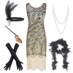 Robe de Cocktail Année 20 Dorée (Avec Accéssoires) - Louise Vintage