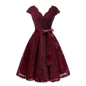 Robe de Soirée des Années 50 Dentelle Bordeaux - Louise Vintage
