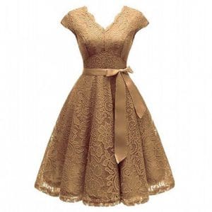 Robe de Soirée des Années 50 Dentelle Café - Louise Vintage