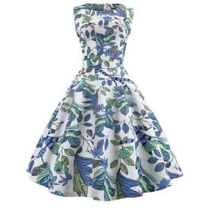 Robe Evasée Vintage Fleurs Bleues - Louise Vintage