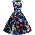 Robe Evasée Vintage Marine Papillons - Louise Vintage