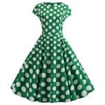 Robe Evasée Vintage Verte Pois Blancs - Louise Vintage