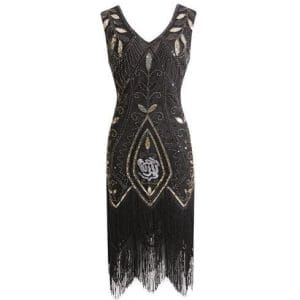 Robe Femme Années 20 Noire - Louise Vintage