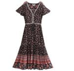 Robe Longue Style Année 70 Noire - Louise Vintage