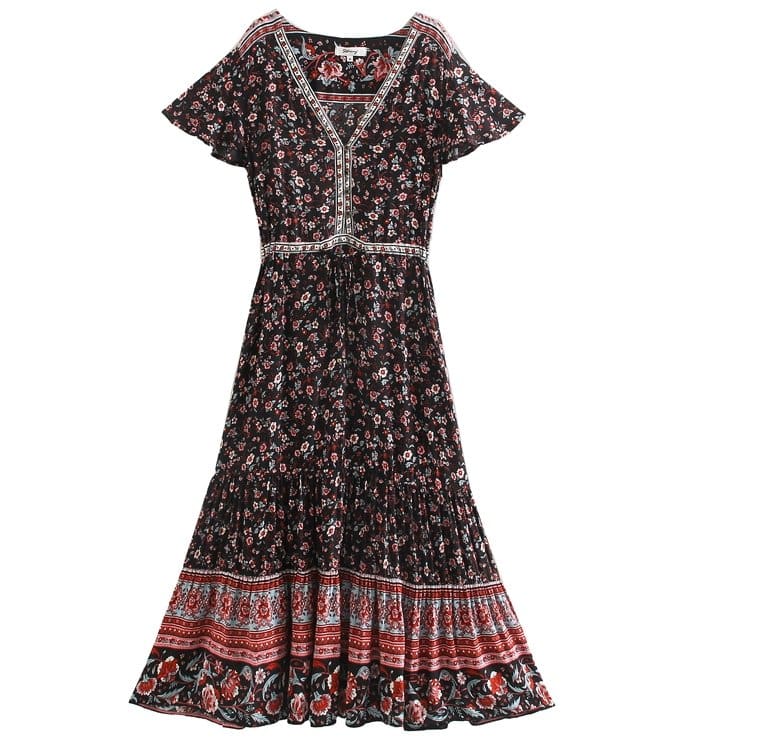 Robe Longue Style Année 70 Noire - Louise Vintage