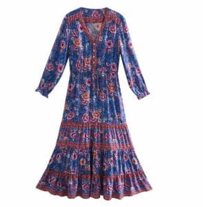 Robe Longue Style Année 70 Violet - Louise Vintage