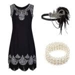 Robe Noire Années 20 (Avec Accéssoires) - Louise Vintage