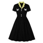 Robe Noire Années 50 Papillons - Louise Vintage