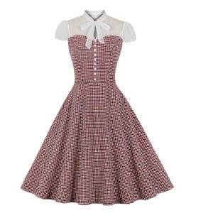 Robe Rayée Année 50 Bordeaux - Louise Vintage