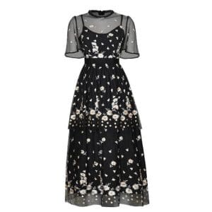 Robe Rétro 1940s Dentelle Noire - Louise Vintage