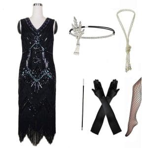 Robe Rétro Année 20 Noire (Avec Accéssoires) - Louise Vintage