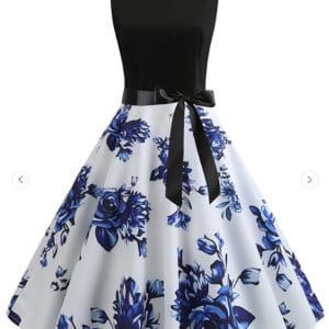 Robe Rétro Sans Manches Bleu - Louise Vintage