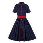Robe Rockabilly Bleu Marine - Louise Vintage
