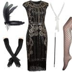 Robe Style Année 20 30 Noire (Avec Accéssoires) - Louise Vintage