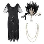 Robe Style Année 20 Grande Taille Noire (Avec Accéssoires) - Louise Vintage