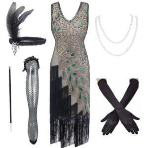 Robe Style Gatsby Année 20 Beige (Avec Accéssoires) - Louise Vintage