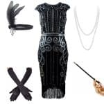 Robe Taille Basse Année 20 Noire (Avec Accéssoires) - Louise Vintage