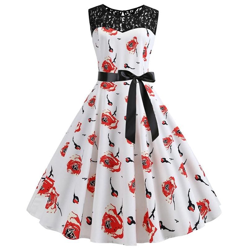 Robe Trapèze Vintage Fleur Dentelle - Louise Vintage