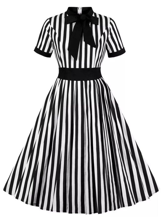 Robe Trapèze Vintage Noeud Ceinture - Louise Vintage