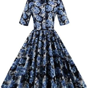 Robe Vintage 1950 Bleu - Louise Vintage