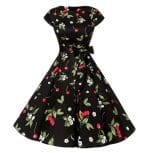 Robe Vintage 1950 Noir Cerises - Louise Vintage