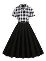 Robe Vintage 50 Gris Manches Courtes - Louise Vintage