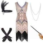 Robe Vintage Année 20 Rose (Avec Accéssoires) - Louise Vintage