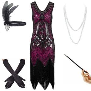 Robe Vintage Année 20 Violet (Avec Accéssoires) - Louise Vintage