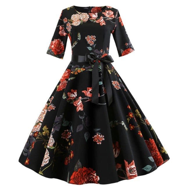 Robe Vintage Année 50 Fleurs - Louise Vintage